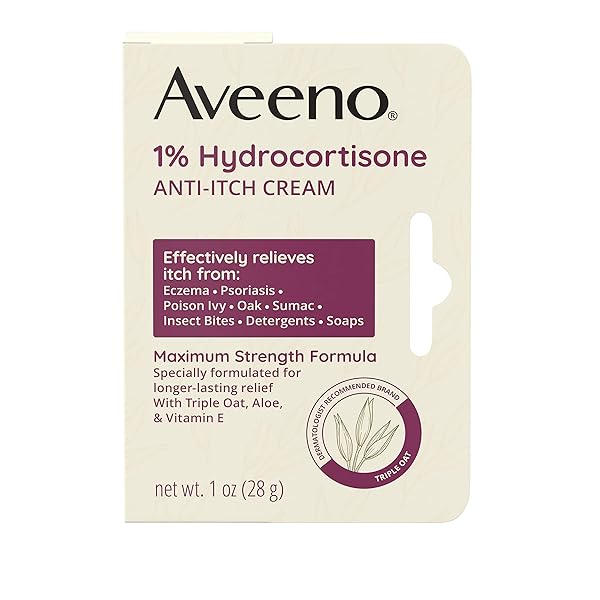 AVEENO MAXIMUM STRENGTH 1% HYDROCORTISONE ANTI-ITCH CREAM, TRIPLE...