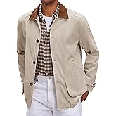 Runcati Mens Lightweight Jackets Button Down Casual Cotton Barn Jacket Vintage Military Fall Outwear with Pockets