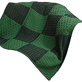 Aran Woollen Mills Irish Knit Blanket Merino Wool Patchwork Intarsia Throw Made in Ireland (Kiwi/Connemara Green)