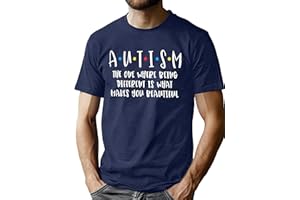 QAUN Autism Awareness Shirt for Men Autism Acceptance T-Shirt Puzzle Piece Graphic Tee Tops