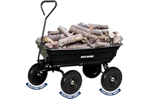 BILT HARD Poly Garden Dump Cart 600 lbs with No Flat Tires, Quick Release, 4 Cu Ft Dump Wagon Heavy Duty for Yard, Outdoor