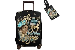 Hepmant Travel Suitcase Protector African American Woman Elastic Protective Washable Luggage Cover With Concealed Zipper Suitable 【XL (for 29-32 inch luggage)】