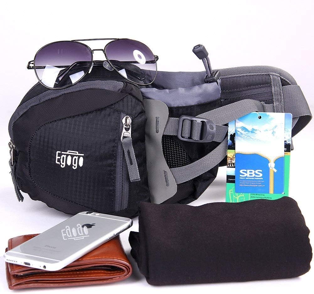 EGOGO Travel Sport Waist Pack Fanny Pack Bum Bag Hiking Bag with Water Bottle Holder S2209 (Black) : Clothing