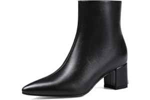 Abbleet Women's Ankle Boots Pointed Toe Chunky Block Heel Short Boots for Women Low Heeled Booties