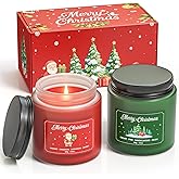 NORVENCE Christmas Candles, Scented Candles Gift Set for Stress Relief, Stress Relief Candle Gifts for Women and Men, Christmas Candle Gifts for Women (Red & Green, 7 oz)