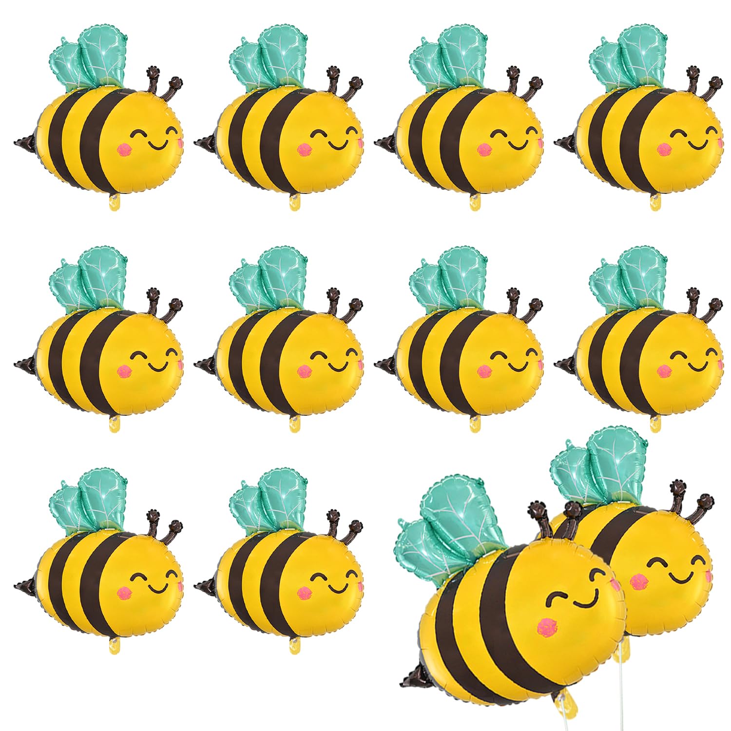 10PCS Bee Foil Balloons - Cartoon Animal, Baby Shower, Cute & Fun Party Balloons for Kids