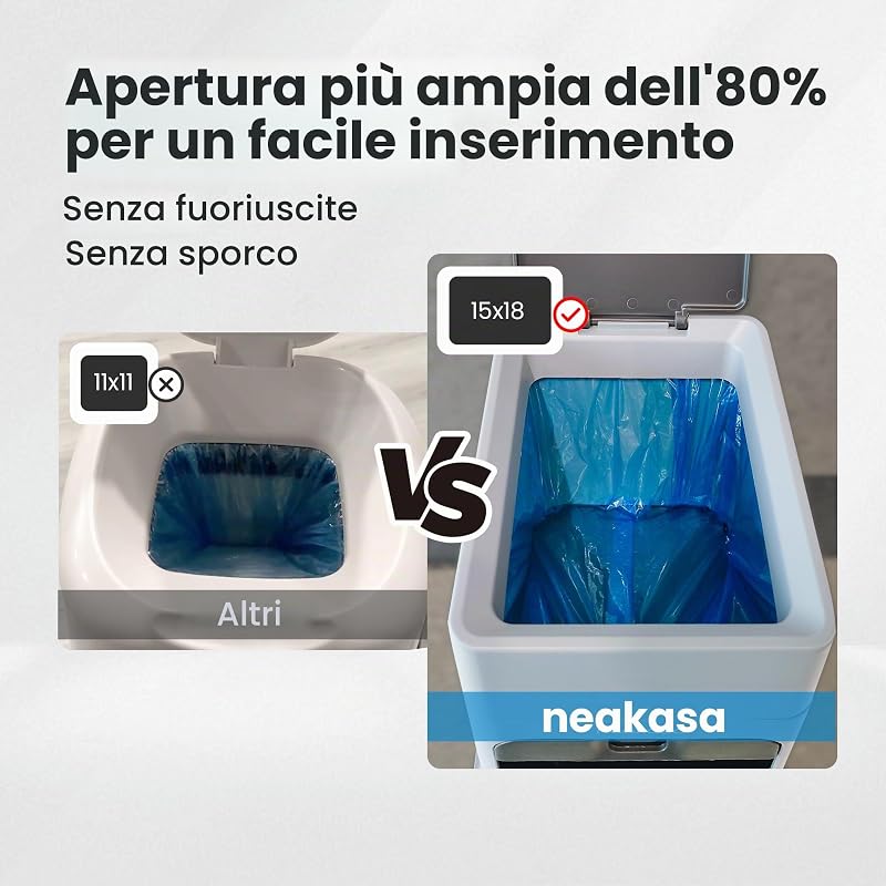 PooGuard - Pattumiera per lettiera per gatti, da 9,2 l, per lettiera di gatti, escrementi di cani e pannolini, con finestra, apertura più ampia e sacchetto di ricarica per 4 mesi (grigio)