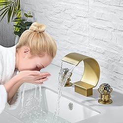 YAGATAP Gold Bathroom Sink Faucet 3 Hole 2 Handle