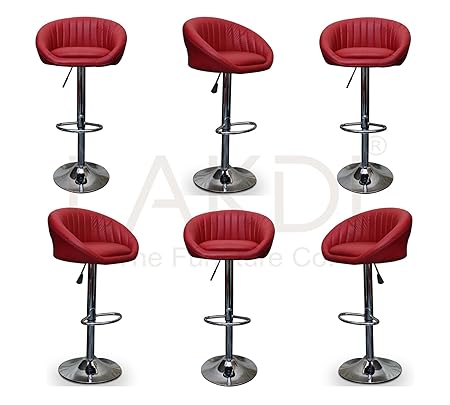 Lakdi Fully Cushioned Swivel Seat, Height Adjustment Comes with Footrest Bar Chair, Stool Set of 6 Combo MFN(132117_2_C_6)