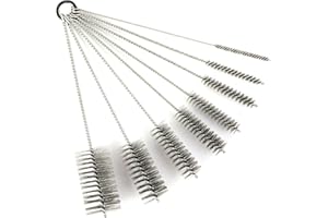WMXXBRU 12 Inch Pipe Cleaning Brush Set with Stainless Steel Bristles, Tube Bottle Brush Kit, 8 Sizes for Auto Parts, Bottles, Guns, Tubes, Etc.
