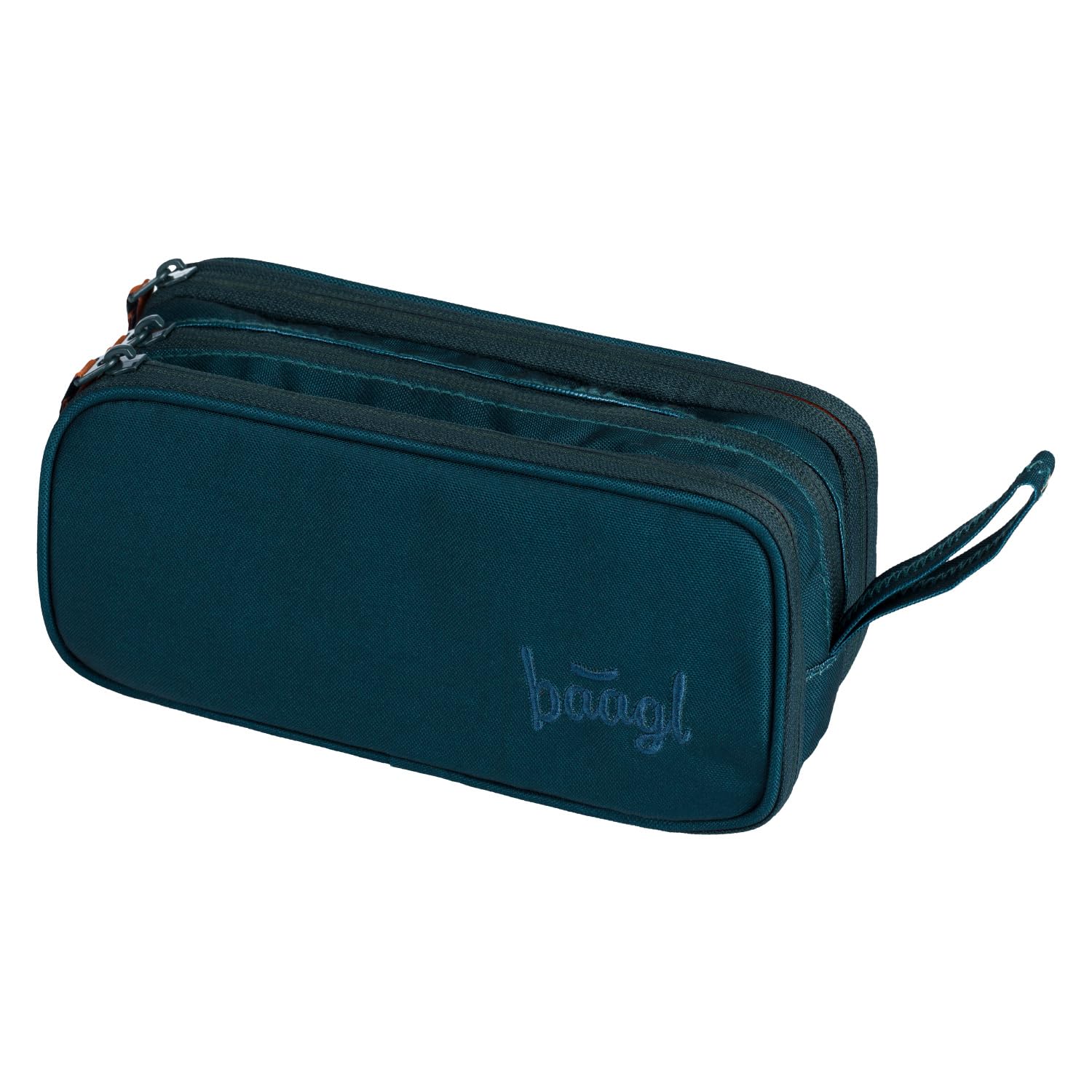 Baagl Pencil Case, 3 Compartments, Petrol, 23 x 11 x 9 cm Polyester, Unisex