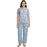 COCO BRANDS Womens Pajama Sets - 2 Piece Peanuts Snoopy Button Down Sleep Shirt and Womens Pajama Bottoms Sleepwear (S-XL)