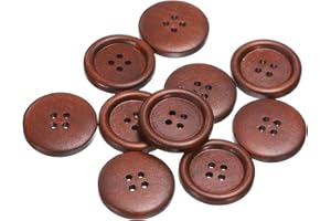 HARFINGTON 10pcs 44L Wooden Sewing Button 1-1/8"(28mm) 4 Holes Wood Round Craft Replacement Buttons for Clothing DIY Crafts D