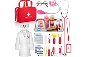 XZZO Doctor Kit for Kids, 36 Pcs Pretend Kids Doctor Playset kit for Toddlers 3-5 with Medical Bag & Real Stethoscope ,toddle