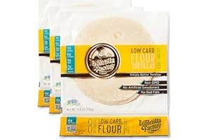 La Tortilla Factory Low Carb Flour Tortillas, 6g Net Carbs, 70 Calories, Non-GMO, Soft Taco Size - 7", 8-Count, 3 Packages