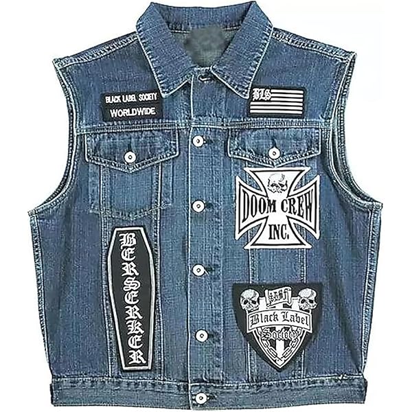 JILDISH Black Label Biker Society Real Leather Vest | BLS Skull