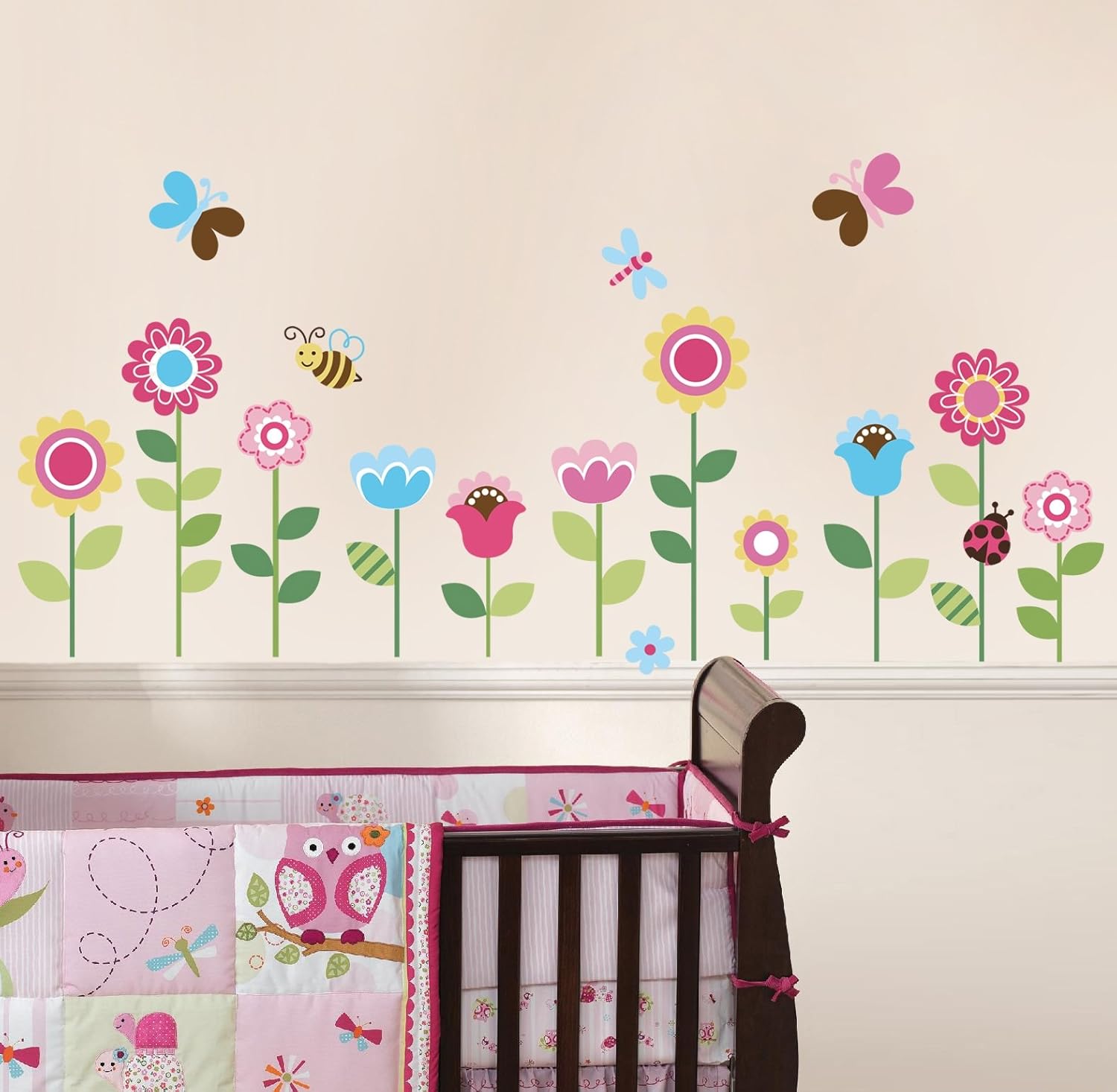 Garden Flowers and Butterflies Nursery Decorative Peel and