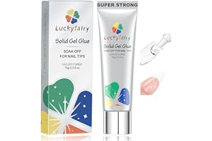 Luckyfairy Nail Glue Gel for Nail Tips, Super Strong Solid Gel Glue U V Cured Needed, 15ml Soak Off Soft Adhesive Bonding for Acrylic Nails, Nails Extension Fake Nails