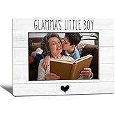 WTOGQ Glamma's Grandma Gifts From Grandson Picture Frame, Grandma Gifts for Mother's Day, Glamma's Little Boy Photo Frame 4X6, Grandfather Wooden Photo Picture Frames for Desk Tabletop Decor