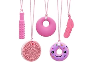 LEEYEAN Chewy Necklaces for Sensory Kids, Silicone Chew Necklace for Children with Autism, ADHD, SPD, Chewing, Oral Motor Therapy Toy