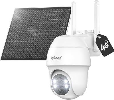 ieGeek 4G LTE Solar Security Camera Outdoor Wireless with SIM Card 2K Battery