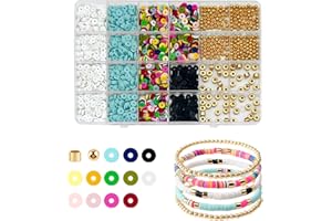 SEMATA Mixed Colors Bracelets for Women Bracelets Making Kit Clay Beads for Jewelry Making Clay Beads for Bracelets Making Bracelet Clay Bead Kit Friendship Bracelets Making Kit for Girl Clay Beads