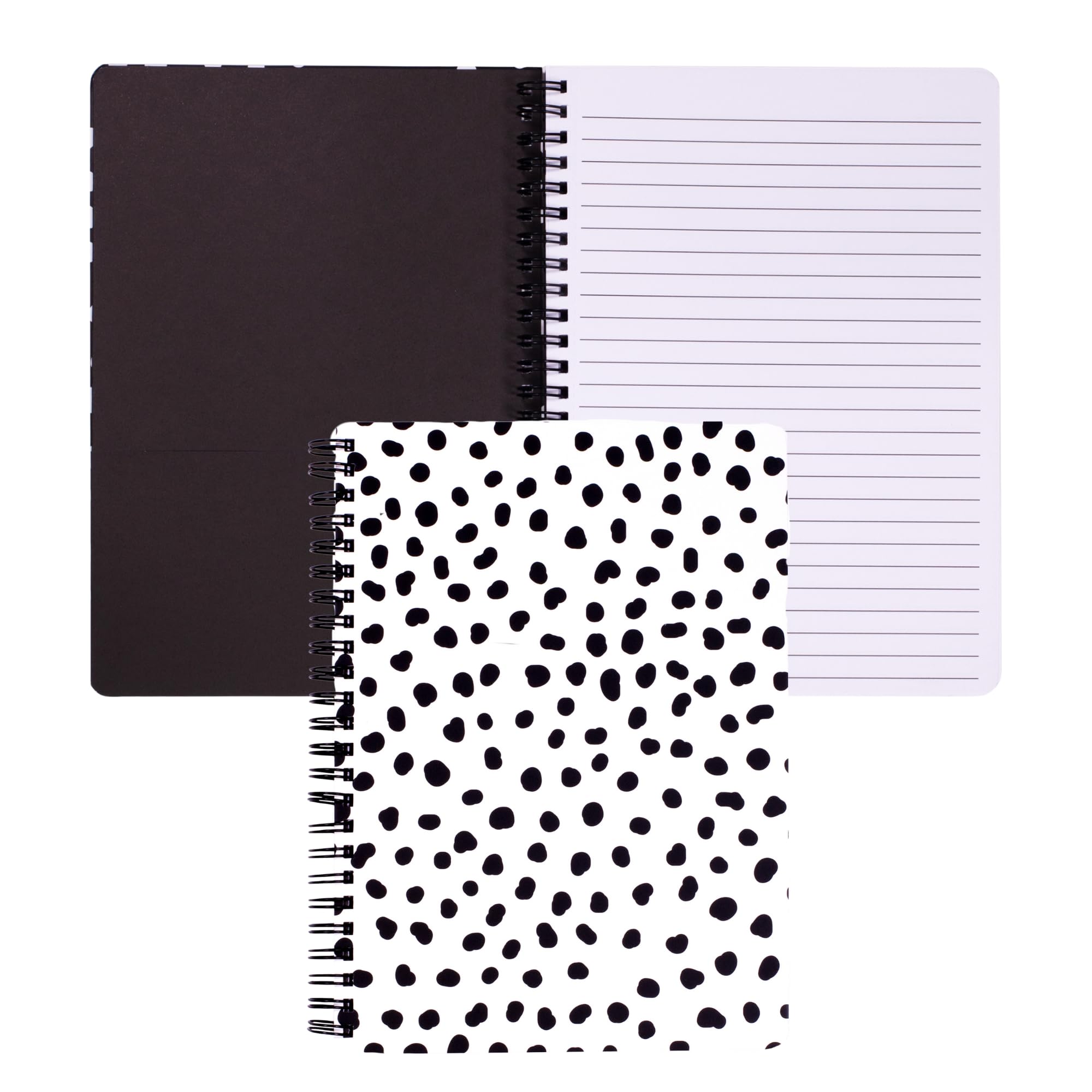 Steel Mill & Co Cute Pink Mini Spiral Notebook, 8.25" x 6.25" Journal with Durable Hardcover and 160 Lined Pages, Black Dot
