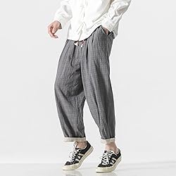 PRIJOUHE Men's Casual Capri Pants Elastic Waist