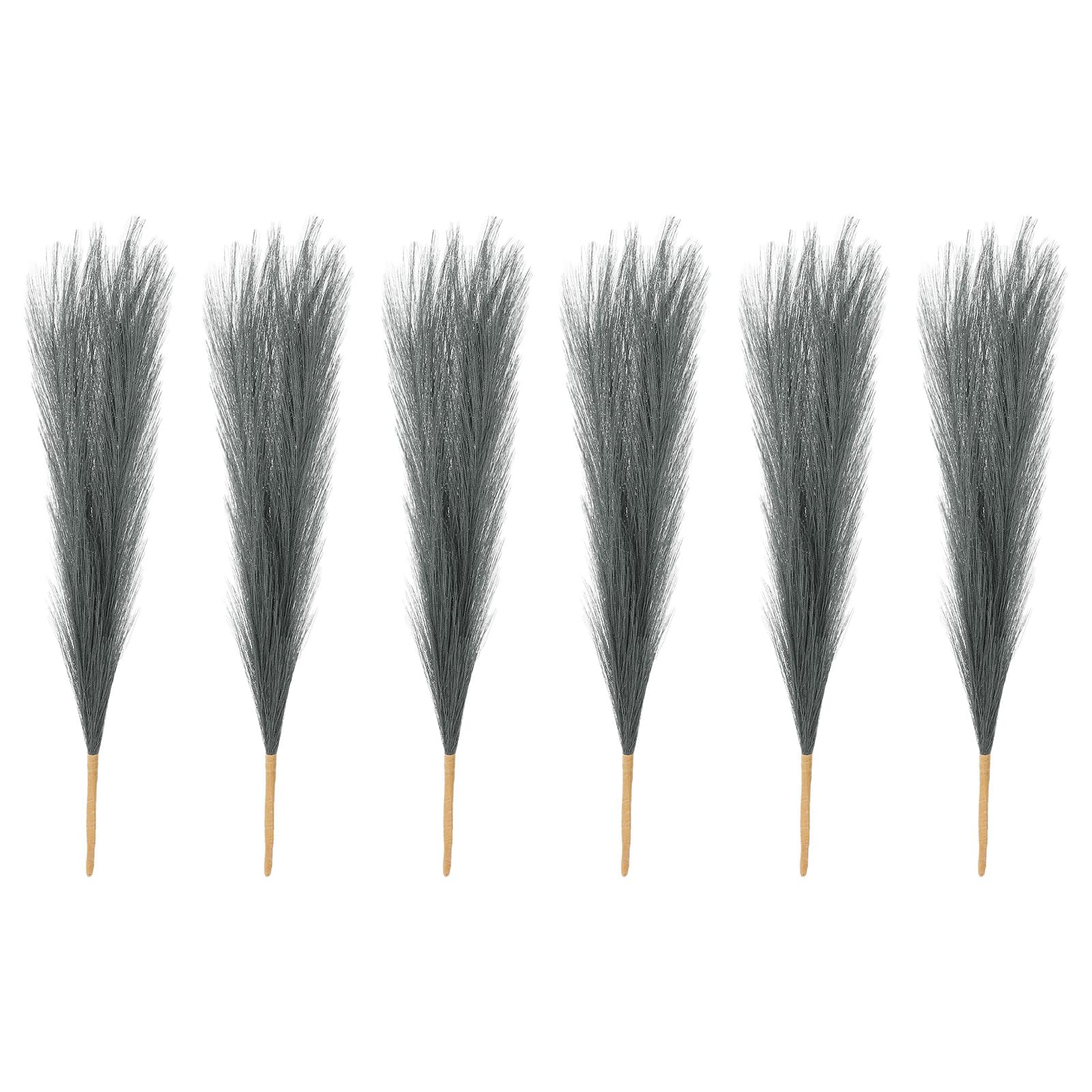 PATIKIL 17 Inch Faux Pampas Grass, 6 Pcs Boho Decor for Home Decoration Artificial Tall Fluffy Stems for Wedding Flower Party Vase Arrangement Centerpieces, Gray