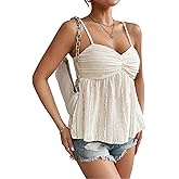 Womens Peplum Tank Tops Cute Babydoll Lace Going Out Camisole Top Ruffle Spaghetti Strap Camisole