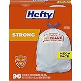 Hefty Strong Tall Kitchen Trash Bags, Unscented, 13 Gallon, 90 Count