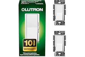 Lutron Diva LED+ Dimmer Light Switch for Dimmable LED, Halogen, and Incandescent Bulbs, 150 Watt, Single-Pole or 3-Way, DVCL-153P-WH, White (2-Pack)