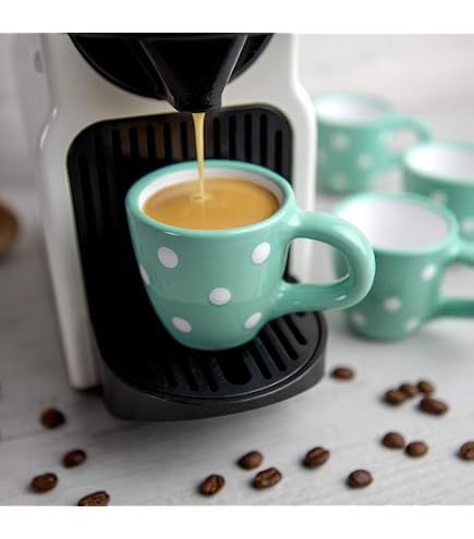 4 Tasses Expresso Céramique 60ml - Avec Anse En Bois, Pour Café Et Thé - 7