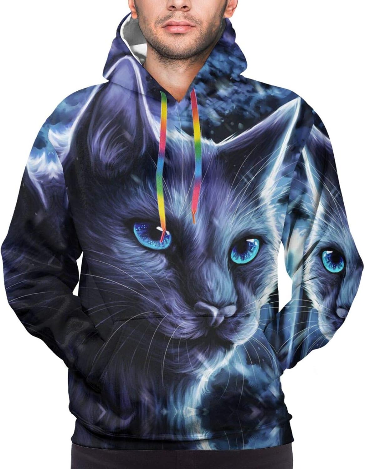 Cat Warrior Mans Personalized Pullover 3D Hooded Sweatshirt Warm