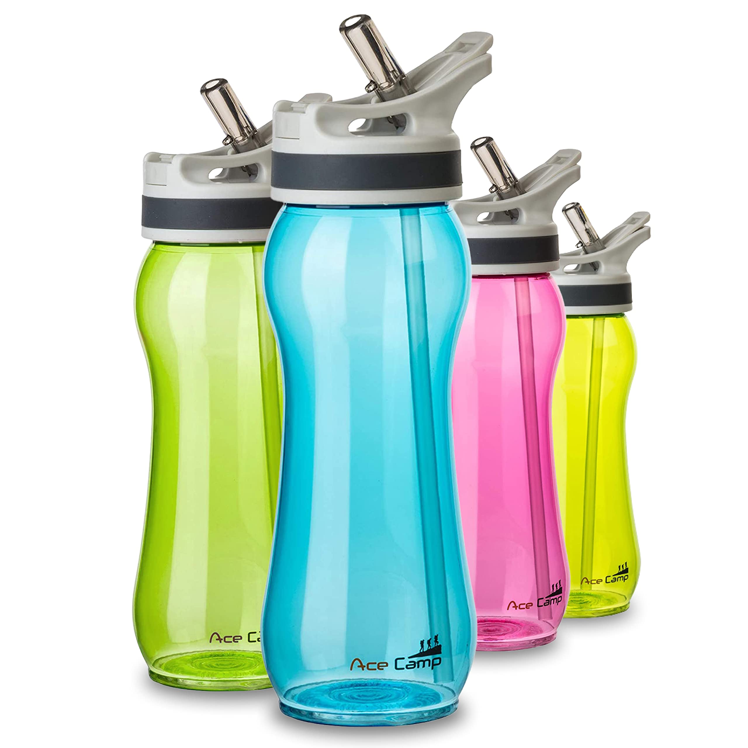 AceCamp TRITAN Spring Lid Drinking Bottle, BPA-Free, Sports Bottle, Leak-Proof with Straw, 600 ml, Blue