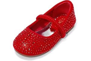 DREAM PAIRS Girls Mary Jane Rhinestone Dress Shoes Slip On Ballet Toddler Flats for Party, Wedding, Christmas