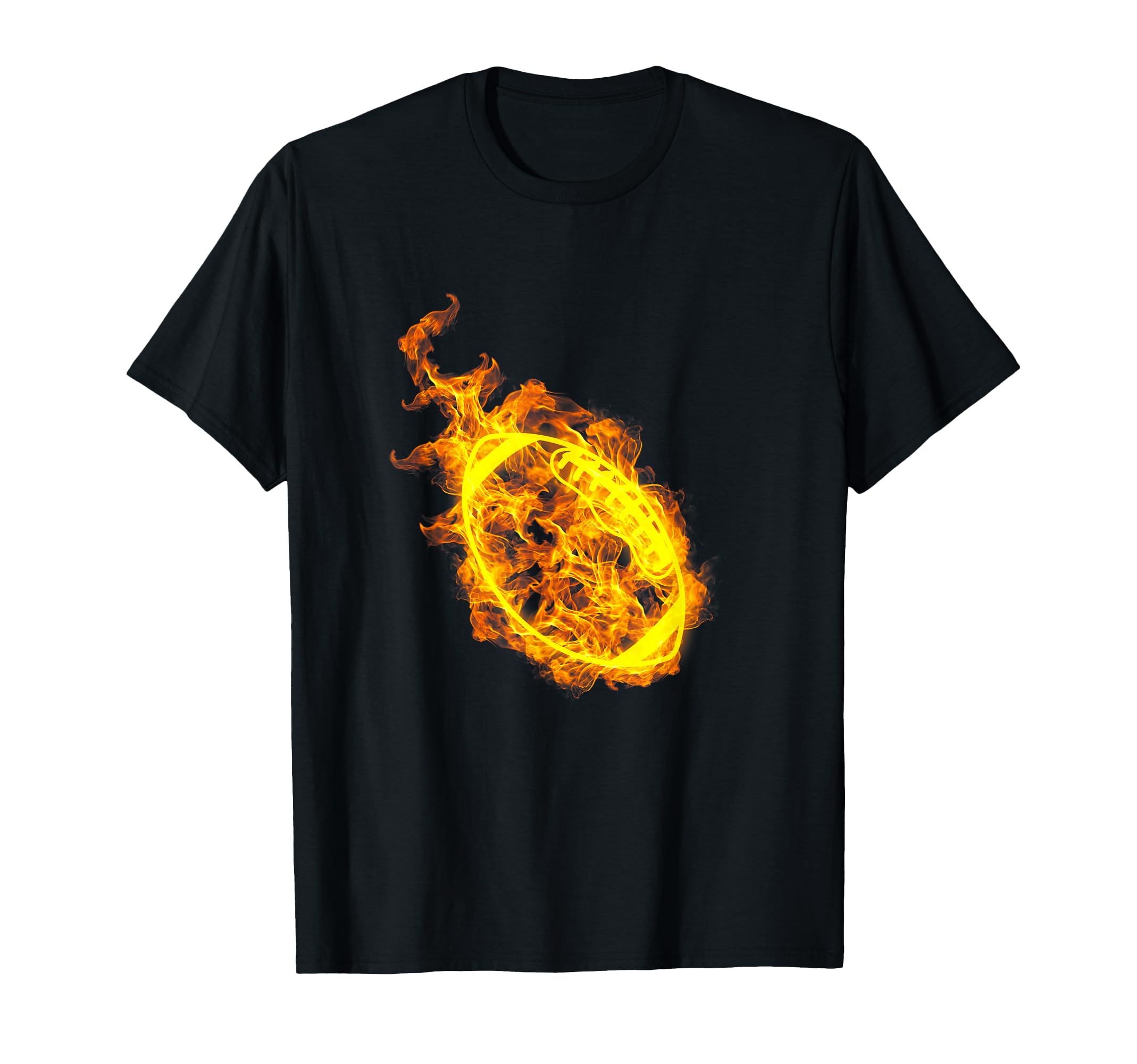 Fire Football Ball Flaming Amerian Football Player T-Shirt