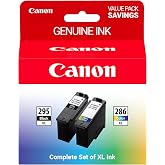 Canon PG-295XL/CL-286XL Genuine Ink Value Pack (2 Cartridges), Compatible with TR7120, TS6520, TS4320