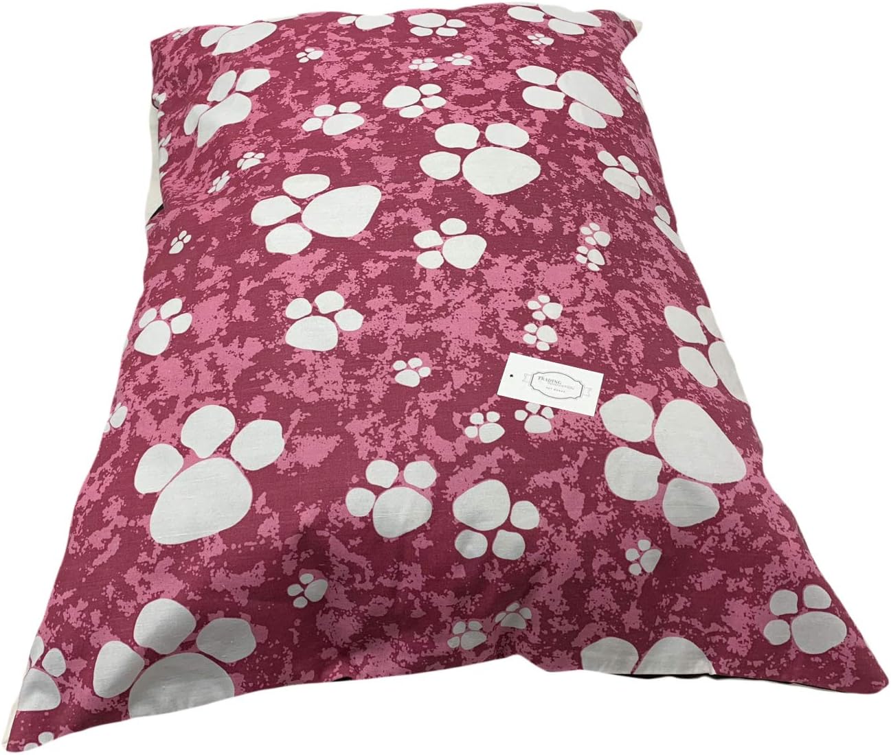 Trading Innovation Dog Bed Supplies Removable Zip Cover with Inner Cushion | Soft & Cosy Cushion | Cute Design | Easy Clean & Machine Washable Pet Bed Pillow with Cover (Extra Large, Pink Paws)