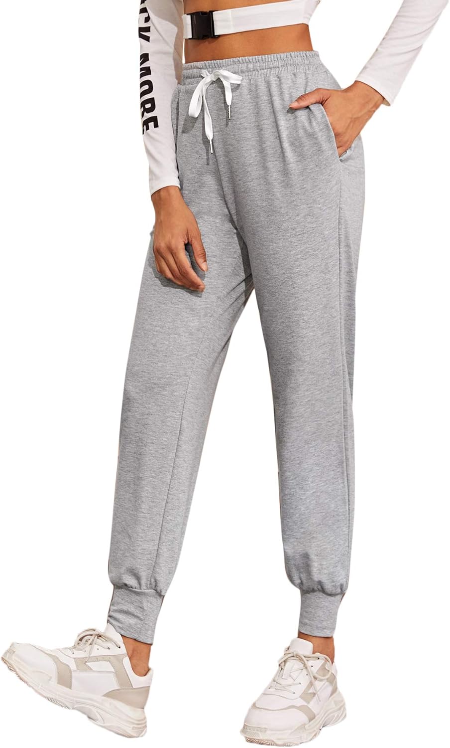 SweatyRocks Women's Drawstring Waist Athletic Sweatpants Jogger Pants with Pocket at  Women’s Clothing store