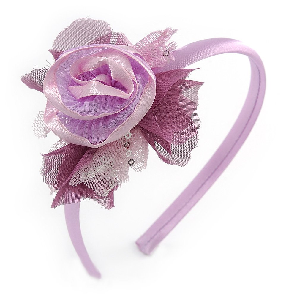 Thin Pink Silk Rose Flower Alice/Hair Band/HeadBand