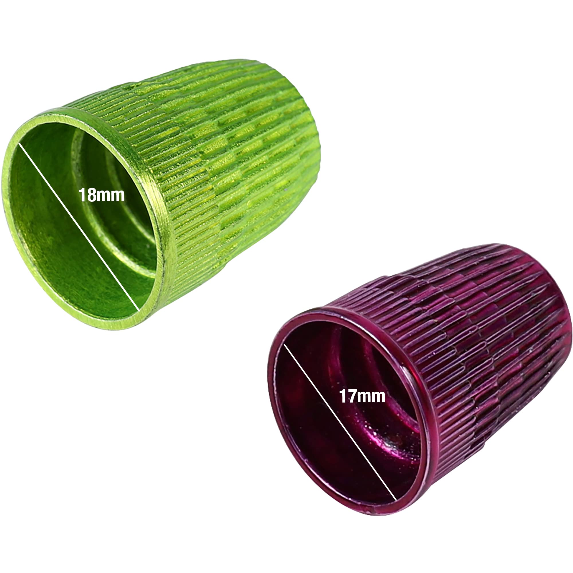 SINGER Slip Stop Thimbles, Size Small and Medium, Metallic Pink and Green - Set of 2