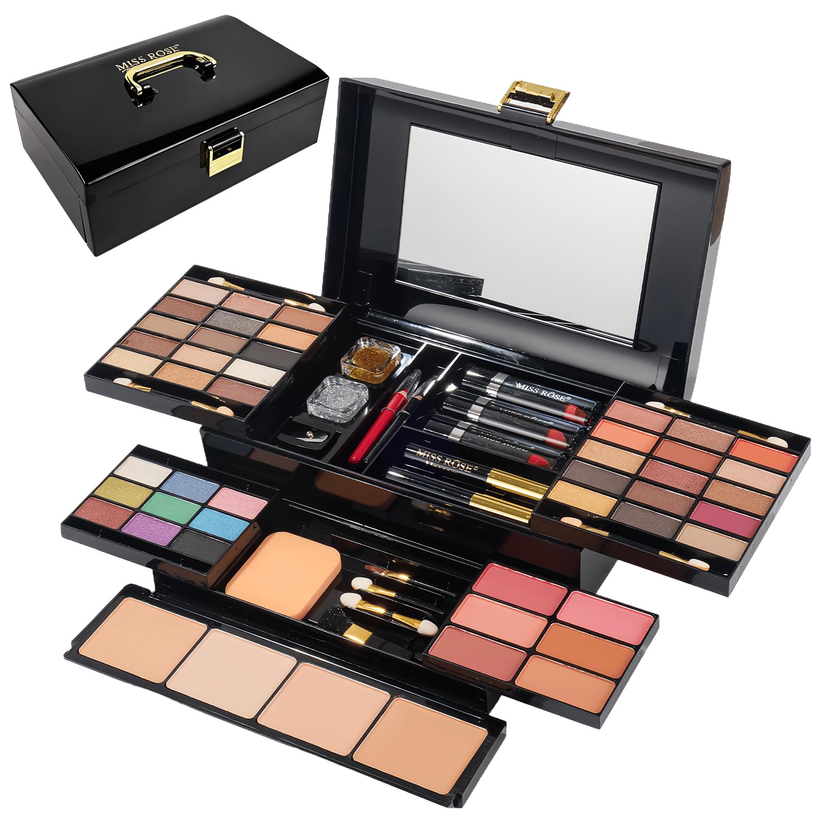 CHSEEO All-in-One Makeup Kit Gift Set Full Make Up Palette Women Carry Case | Essential Cosmetic Starter Kit with 39 Colors Eyeshadow Lip Gloss Blush Concealer for Girls