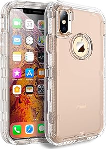 MXX iPhone Xs Case, Heavy Duty Defender Cover - Full Armor Body - Shockproof Protection Bumper - Built-in, 3 in1 Layers Hybrid TPU Rugged Rubber with Hard PC Panel Compatible with iPhone X - (Clear)