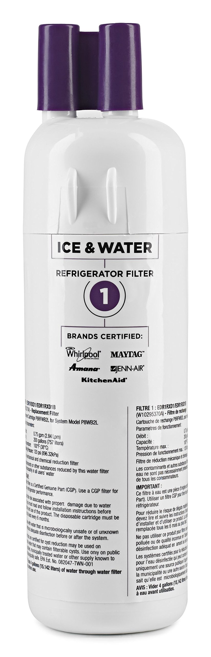 EveryDrop by Whirlpool 10383251 Refrigerator Water Filter 1, EDR1RXD1