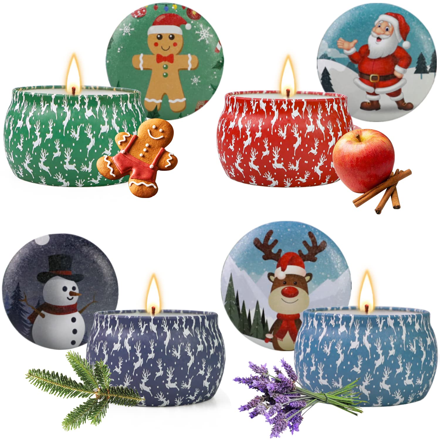 Christmas Candles Gifts Set for Women,4 Pack Scented Candles Set, Natural Soy Wax, Aromatherapy Candles for Birthday, Christmas, Ideal Christmas Gifts for Her, Mum Teachers Colleagues