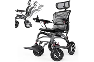 Easwe Lightweight Electric Wheelchair for Adults Foldable with Ergonomic, 145° Reclining Portable Motorized Wheelchair with 1