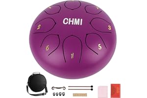 CHMI Steel Tongue Drum, 8 Notes 6 inches Rain Drum for Garden Instrument with Bag, Music Book, Mallets, Finger Picks, Drum Mallets Holder, for Camping, Meditation or Yoga (Purple)