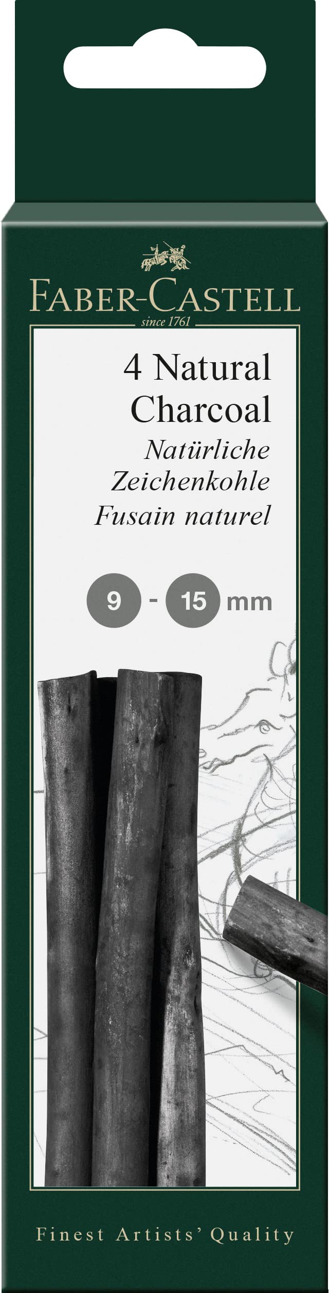 Faber-Castell Pitt 9-15mm Natural Charcoal Sticks (Pack of 4)