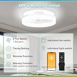 JOFIOS Ceiling Fans with Lights, 15.7in White Flush